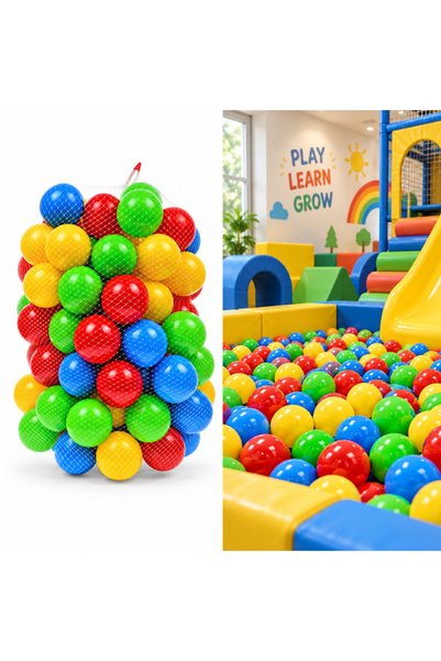 PROCART Set 100 bile din plastic multicolore, diametru 5,5 cm, pentru loc de ...