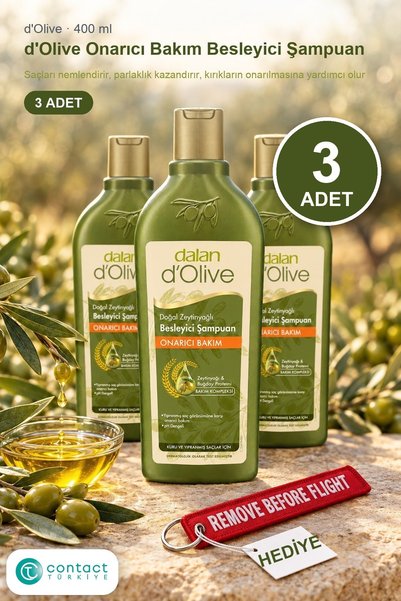 Dalan d'Olive Zeytinyağlı Onarıcı Bakım Besleyici Şampuan 400 ml x 3 Adet