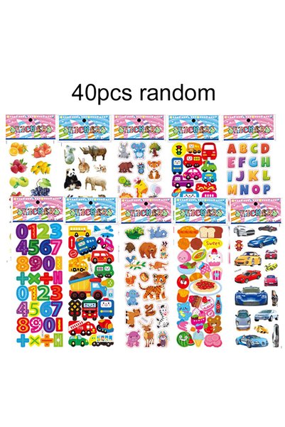 Choice 40random 10~100PCS 3D Dinosaur Stickers for Kids Toys Home Wall Decor ...