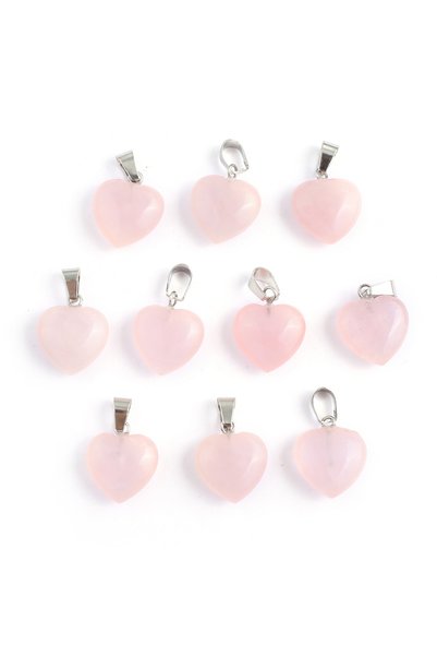 Choice Rose quartz 10pcs/pack 16mm Crystal Pendant Heart-shaped Natural Stone...