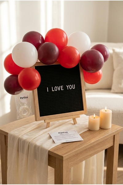 Partixa Valentine's Day Anniversary Decoration Mini Set Black Felt Letter Boa...