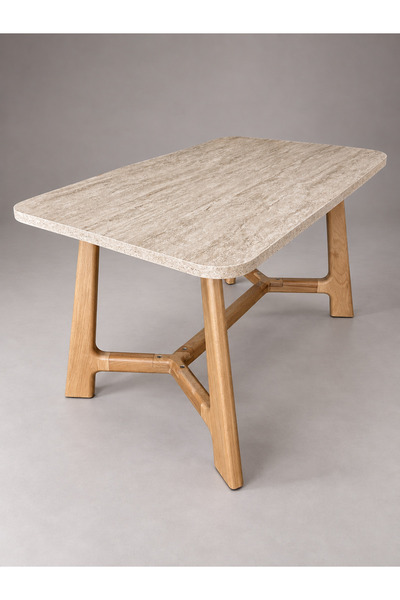 Fagus Wood Riva 130x80 Ahşap Ayaklı MDF Yemek Masası Mutfak Masası