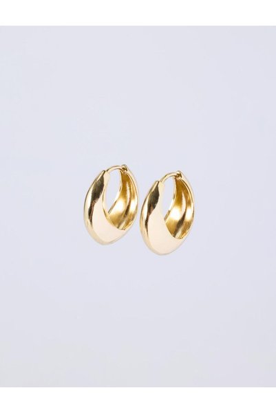 Jimmy Key Gold Color Oval Shaped Curved Hoop Earrings