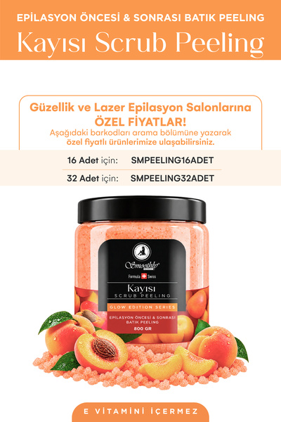Smoothly Kayısı Peeling 800 G. Epilasyon Sonrası Vücut Peelingi Batık & Çilek...