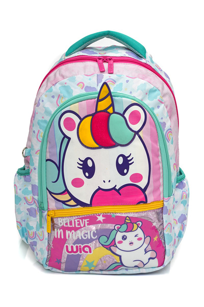 Wia 3 Bölmeli Unicorn Okul Sırt Çantası Turkuaz