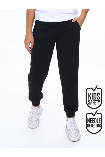 Denokids Unisex Girls Boys Black Basic Sweatpants