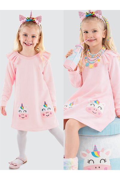 Denokids Ροζ φόρεμα για κορίτσια Cowcorn