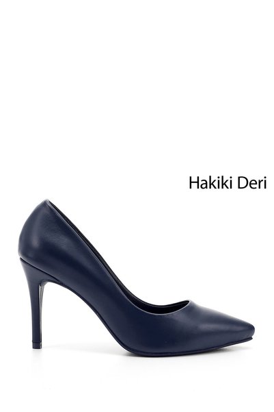 GÖNDERİ(R) Kadın Lacivert Platinum Sivri Burun İnce Topuklu Hakiki Deri Stiletto