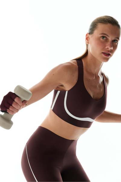 Penti Koyu Bordo Contrast Sculpt Core Sabit Pedli Spor Sütyeni