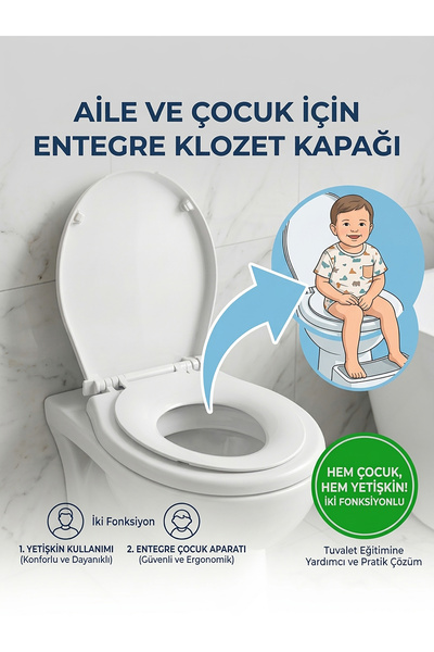 Saban Beyaz, Yetişkin ve Çocuk Klozet Kapağı – Söküp Takılabilir Çocuk Adaptö...