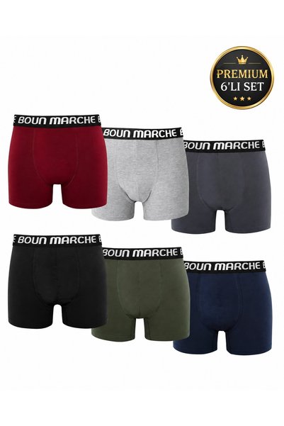 BOUN MARCHE Erkek Boxer Likralı Premıum 6'lı Kutu JONES