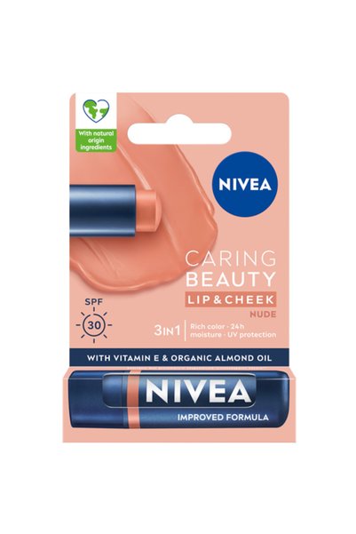 NIVEA Balsam Caring Beauty Lip and Cheek Nude, 4.8g