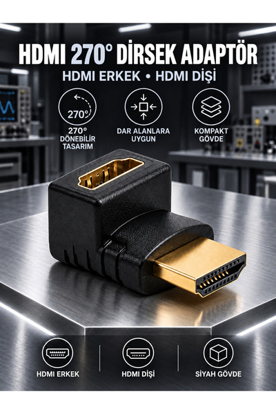 PEMBERTON 270 Derece HDMI Dirsek Adaptör HDMI Erkek/Dişi L Çevirici