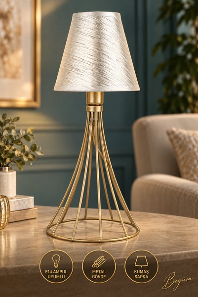 Begüsa Elina Masa Lambası Eskitme No:10, Modern Dekoratif Masa Lambası, Çalış...