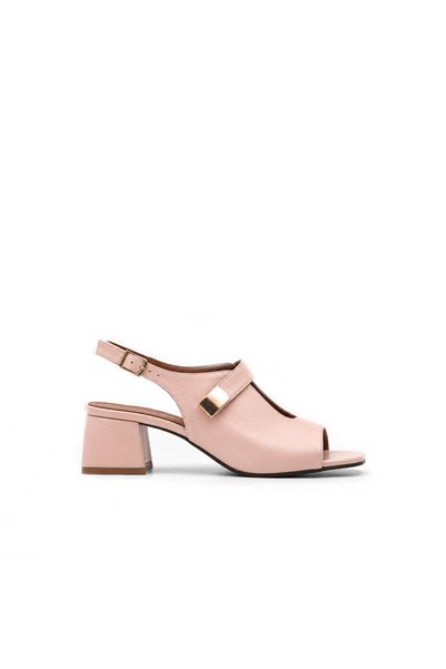 Folle Powder Pink Patent Leather Women's Heeled Sandals Genuine Leather Lined...