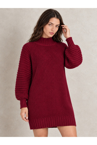 Butik Rochie tricotată pentru femei, model „Una Fiaba Bordo”, cu croi tip bal...