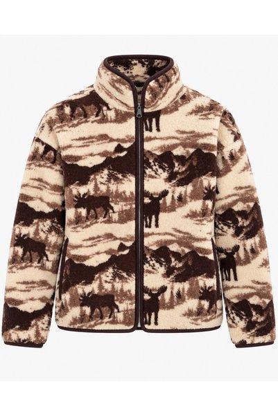 Köşedeki Dükkan Women's Patterned Plush Jacket - Deer Brown