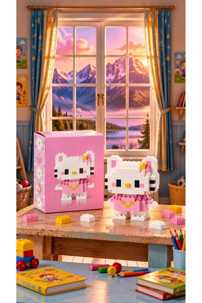 Maloria HELLO KİTTY PEMBE BRİCKS KEDİ FİGÜRLER | Sevimli Blok Karakterler - 1...