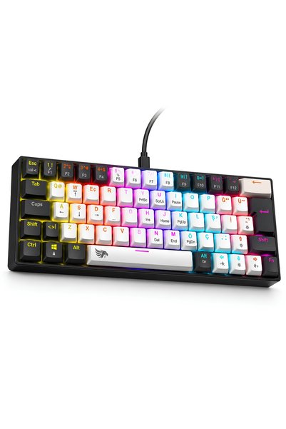gameagle %60 Kablolu RGB Mekanik Gaming Klavye, Türkçe Q, Anti-Ghosting, 12 I...