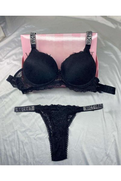 Kelebeklingerie Dantelli Push Up Sütyen String Takım