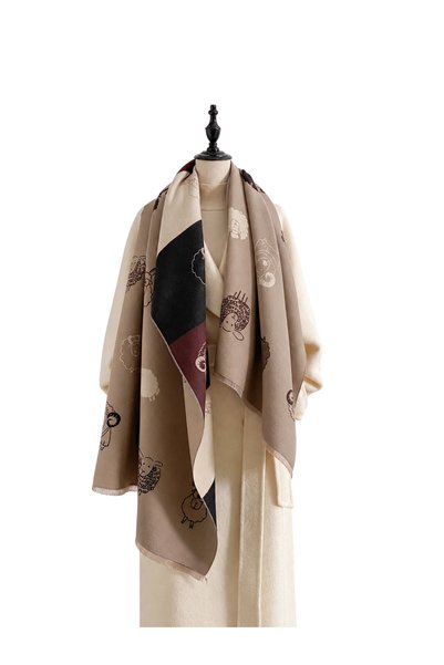 The Casius. Esarfa tip sal jacquard din imitatie de casmir, model cu mielusei...