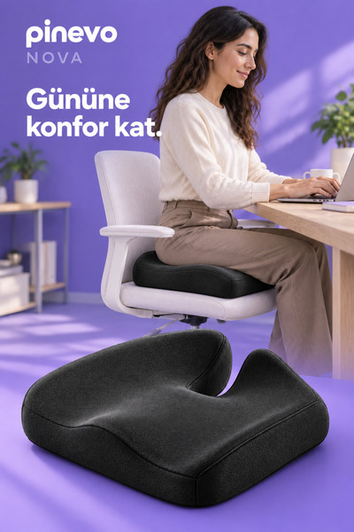 pinevo NOVA Yeni Nesil Posture Visco Oturma Minderi Ergonomik Ofis ve Araç Ko...
