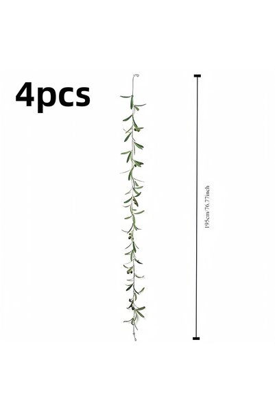 Choice 4Pcs 2Pcs/4Pcs Artificial Olive Leaf Vines, Green Plant Garland with F...