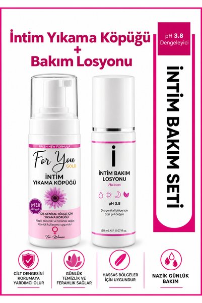 For You Gold Genital Bölge Temizleyici Yıkama Köpük Ve Intim Bakım Losyonu Se...