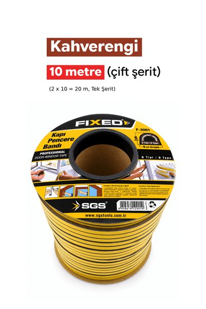 FIXED Kapı Pencere Bandı | KAHVERENGİ | 10 Metre (Çift Şerit) | Rüzgar, Soğuk...