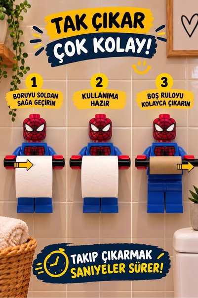 ÖZTÜRK MAKİNE Toilet Paper Holder Toilet Roll Holder Spider Model - Large Size-Lego Man Toilet Paper Holder Ne