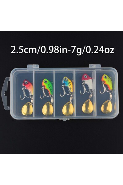 Choice 5pcs-7g 5pcs Vibrating Spinner Spoon Fishing Lures Colorful Metal Vib ...