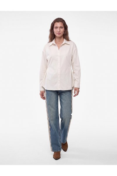 Koton Pamuklu Klasik Yaka Uzun Kollu Oversize Poplin Gömlek