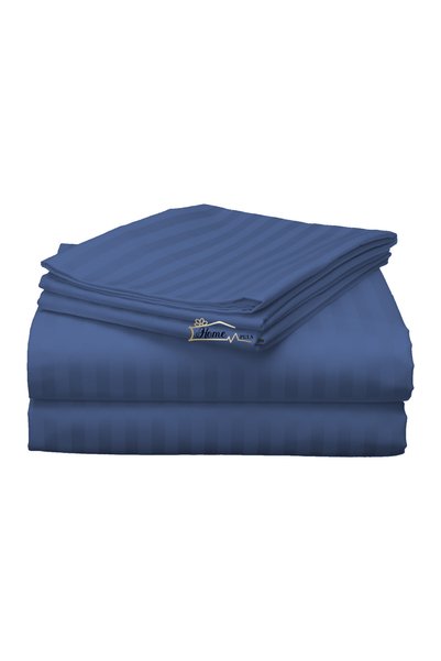 HomePuls Cearșaf de pat dublu king size Damasc Policoton dungă 1 cm, 230 x 26...