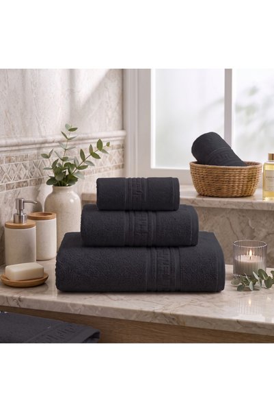 Ralex Prosop de mână 30 x 50 cm 100% bumbac, bordură grecească 500 g/m², negru