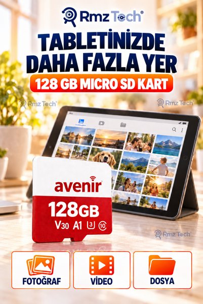 RMZTECH Avenir 128 Gb Micro Sd Memory Card with Sd Adapter V30 U3 A1 Compatible for Wi-Fi Solar and Dash Cam