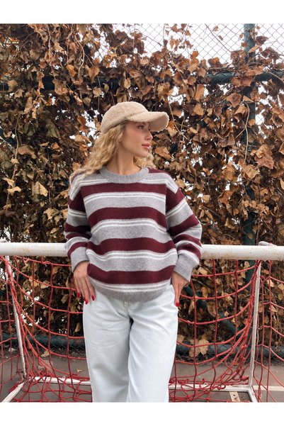 YPC TEKSTİL Women's Knitwear Sweater with Stripe Detail