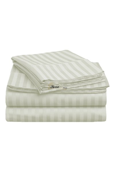 HomePuls Cearșaf de pat 2 persoane Damasc Bumbac 100% tip Hotel cu dunga 1 cm...