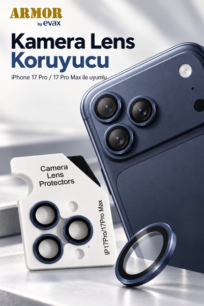 Evax [Armor Lens] iPhone 17 Pro Max / 17 Pro Uyumlu Kolay Kutulum Aparatlı Ka...