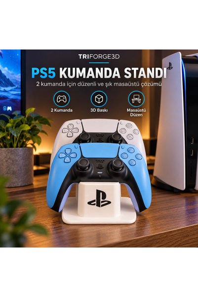Triforge3D PS5 Uyumlu 2’li Kol Standı DualSense Gamepad Tutucu Masaüstü Düzen...
