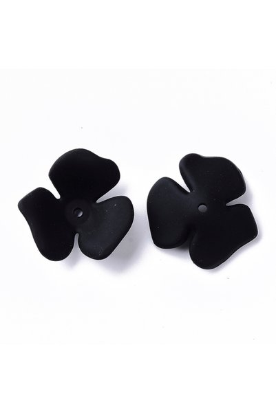 Choice 23x21x7mm 10pcs 10pcs 3-Petal Spray Painted Acrylic Bead Caps Rubberiz...