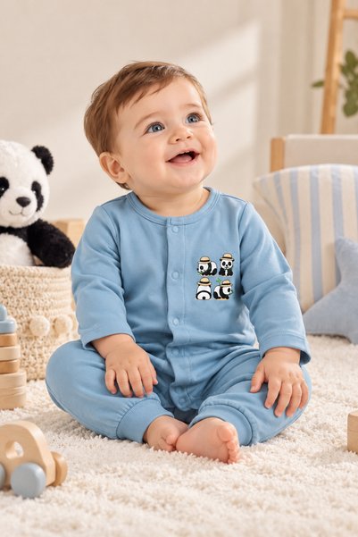 Aliana Baby Panda Safari Uzun Kollu Çıtçıtlı Tulum