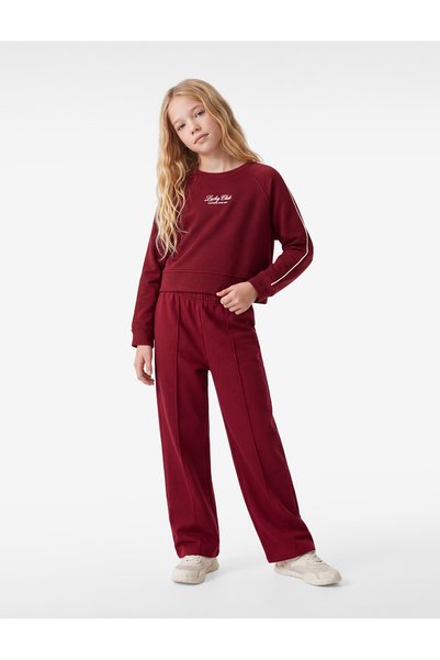 Koton Uzun Kollu Viskon Karışımlı Biyeli Bisiklet Yaka Baskılı Sweatshirt