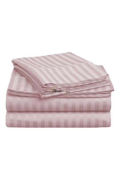 HomePuls Cearșaf de pat cu elastic Damasc Bumbac 100% dunga 1 cm, 210x250 cm ...