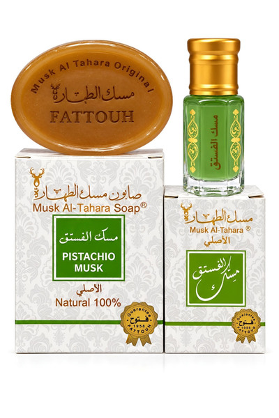 MUSK AL TAHARA صابون الجسم بالفستق والمسك + 6مل Misk Antep Fıstık