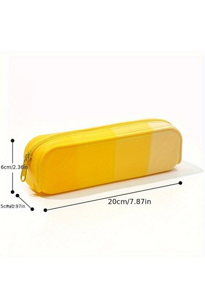 Choice YELLOW 1pc Fashionable Silicone Pencil Case,Multi-Color Stationery Bag...
