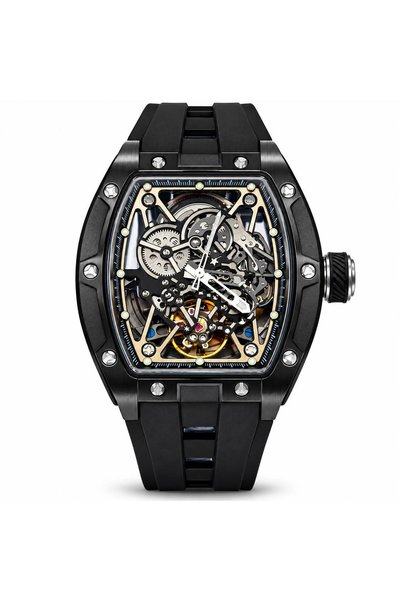 TOMRICH Phantom Skeleton Automatic Watch for Men, Luxury Tonneau Dial, Black ...