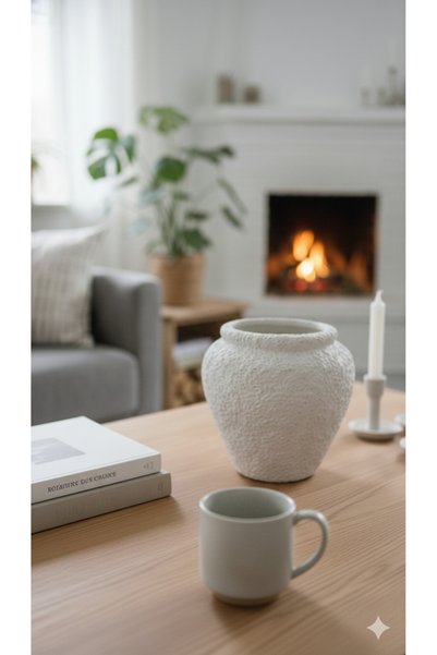 Elada Beton Bej renk dokulu seramik vazo, Pinterest vazo