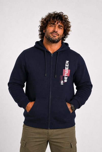 Starbattal سترة كبيرة الحجم بغطاء للرأس وسحاب 3ip Sweat In Between 25717 أزرق...