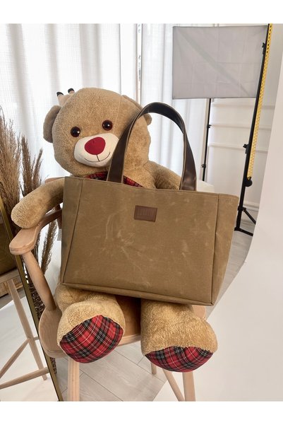 Nuggita Women's Large Size Waxed Canvas Mink Color Shoulder Bag