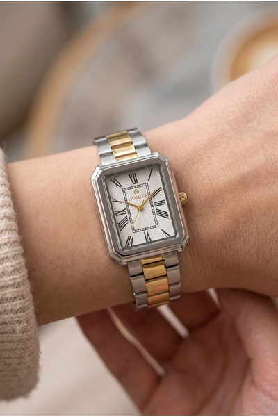 Homies Steel Band Rectangular Case Women's Wristwatch, Comes with Gift Box an...